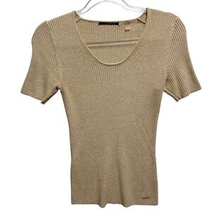 Tahari Silky Rayon Rib Knit Sweater Top